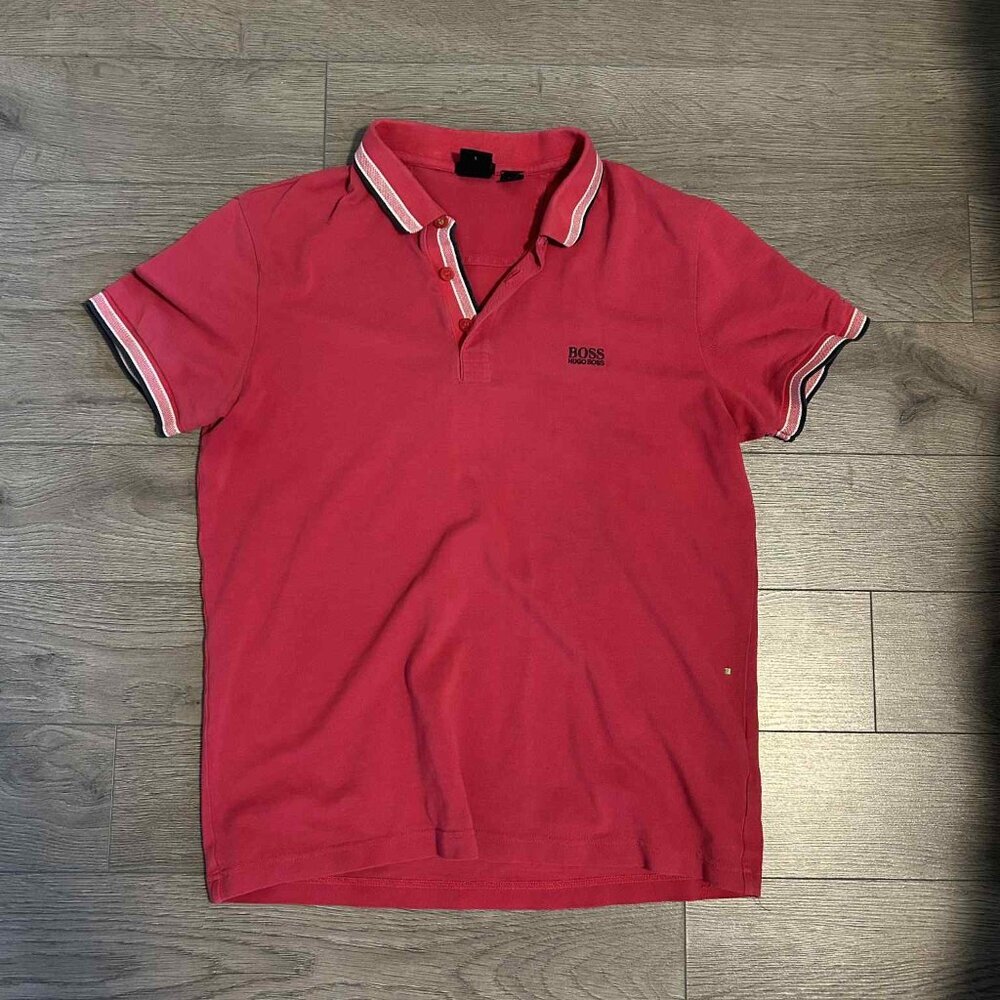 Hugo Boss Pink Polo Shirt - Size Large